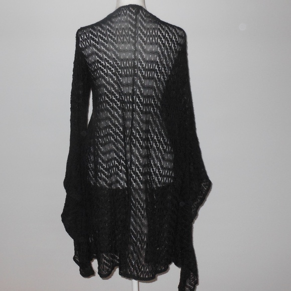 Nordstrom Black Mesh Cardigan Shawl with Flare Sleeves – Size Small - Picture 1 of 5